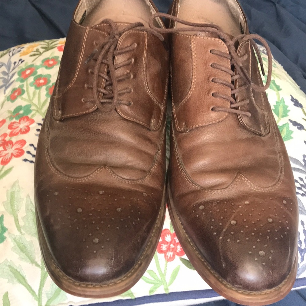 Brown Oxford Florsheim soft genuine leather shoes
